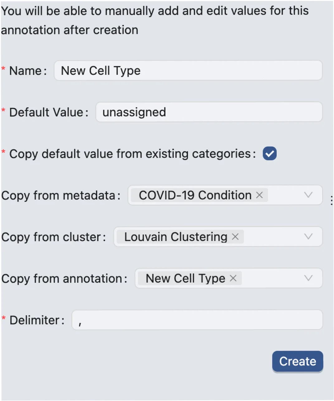 New Annotation Form New Annotation Form
