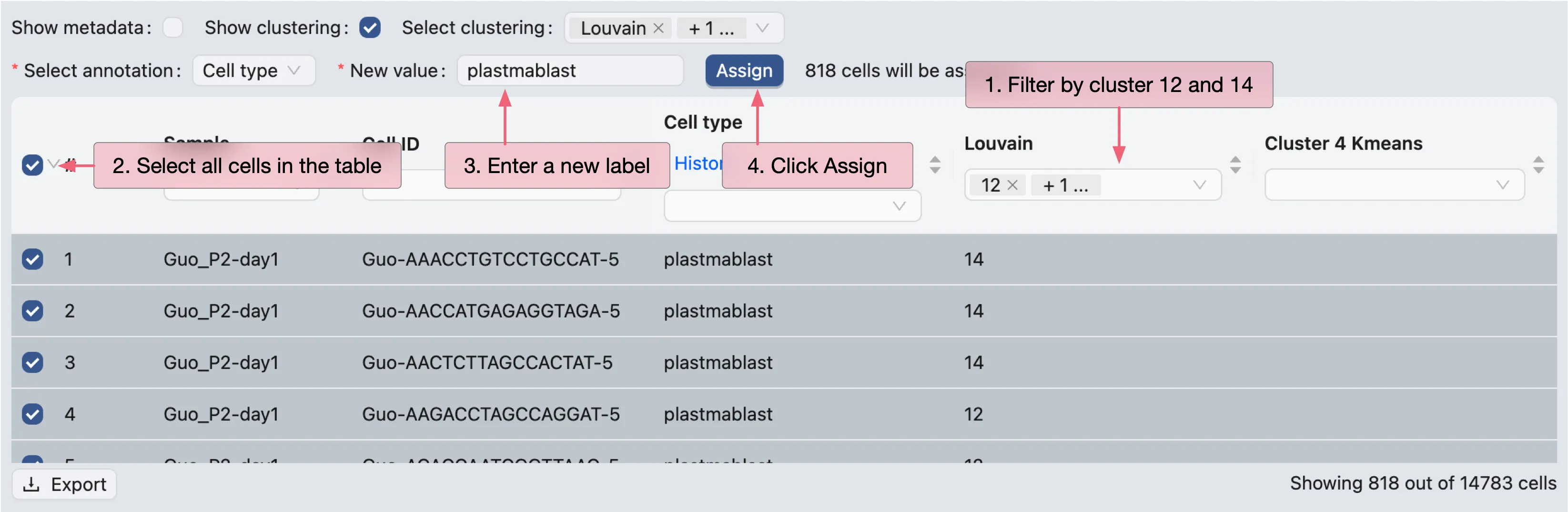 Filter Cells Filter Cells