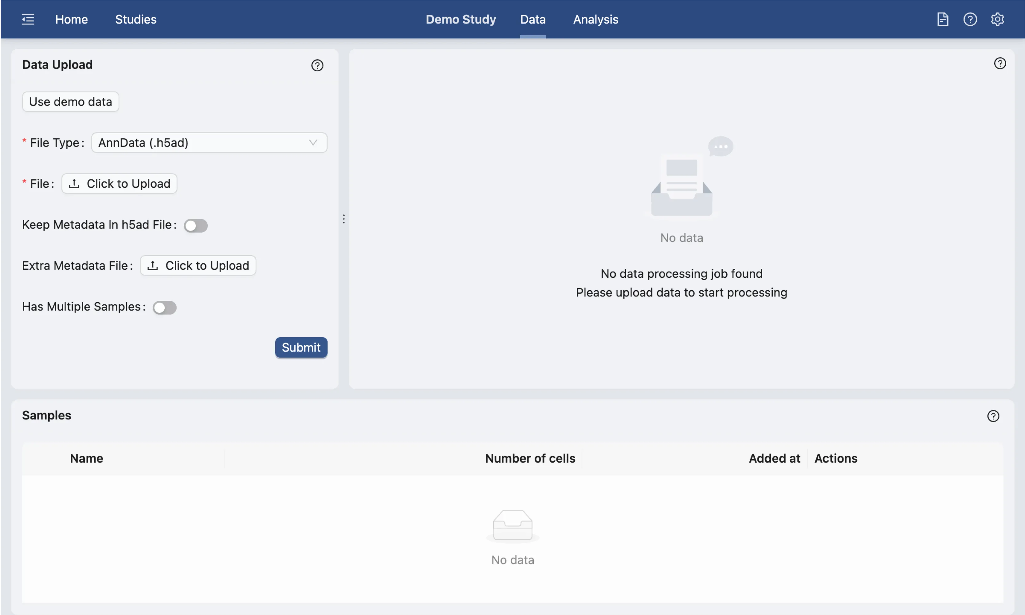 Data Upload Page Data Upload Page